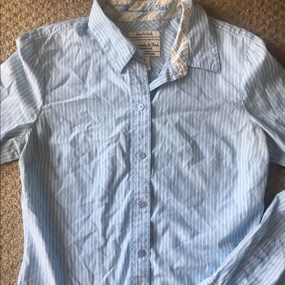 Abercrombie & Fitch blue striped button up collar - Picture 3 of 6